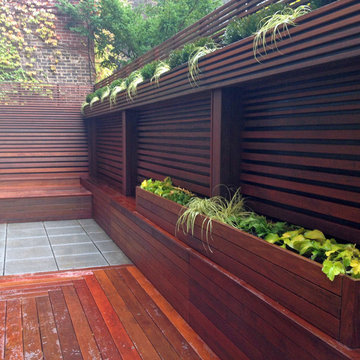 NYC Terrace: Wood Fence, Deck, Patio, Privacy, Ipe, Bluestone, Planter Boxes