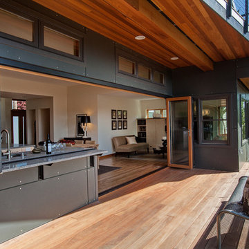 Open wall kitchen and deck