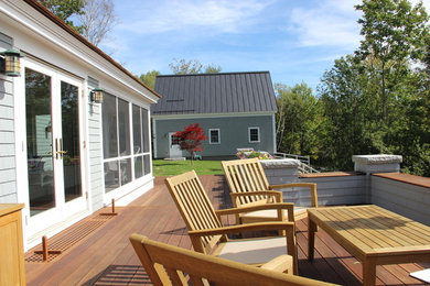 Example of a large classic backyard deck design in Other with no cover