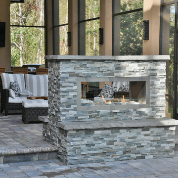 Outdoor Kitchen and see-through fireplace.