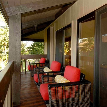 Outdoor Lanai Tropical Furniture & Fabrics in Casually Elegant Maui Remodel