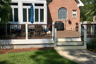 Deck - small traditional backyard deck idea in Wilmington with a fire pit and no cover
