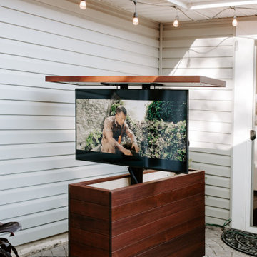 Outdoor TV Lift Cabinet - Ipe Brazilian Walnut