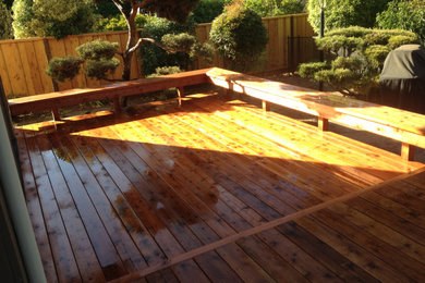 Deck - mid-sized craftsman backyard deck idea in San Francisco