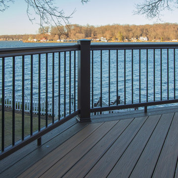 Panoramic Lake Home Deck at Gun Lake