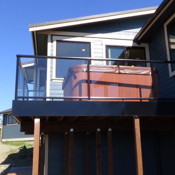 Paver deck with glass railing
