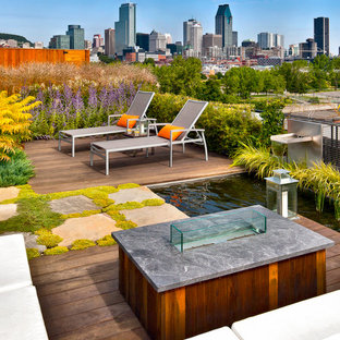 Modelo de terraza contemporánea, sin cubierta, en azotea