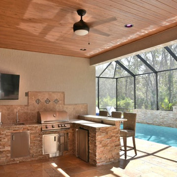 Poolside outdoor kitchen with Blaze gas grill