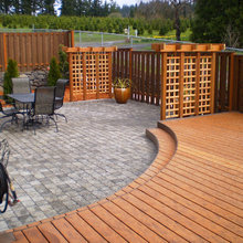 Stone + wood deck patio