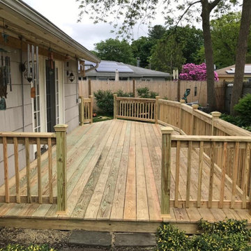 Pressure treated wooden deck