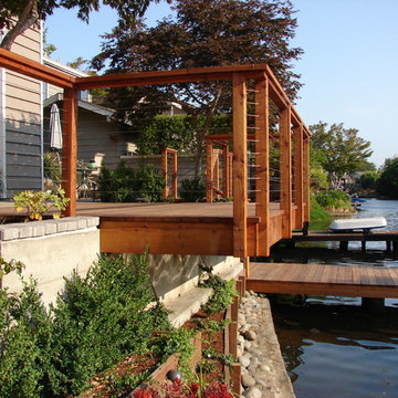 Redwood Boat Dock and Deck Cantilever over Lagoon