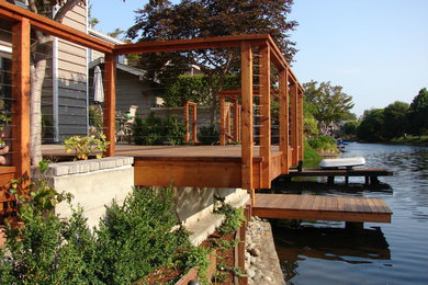 Redwood Boat Dock and Deck Cantilever over Lagoon
