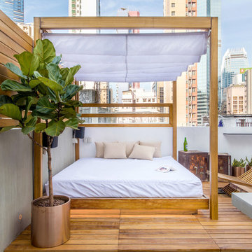 Retractable Daybed on Rooftop Deck, Hong Kong