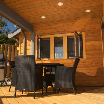 Retractable insect screens at seaside cottage, BC