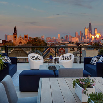 Rooftop Deck with View of Chicago Skyline