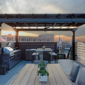 Rooftop Pergola Covers Luxury Outdoor Kitchen