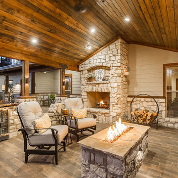 Rustic Covered Outdoor Living Room