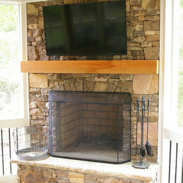 Screen Porch W/ Stone Fireplace