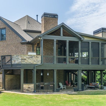 Screen porch with open gable porch and watertight deck.