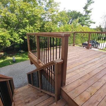 Second floor pressure treated deck with aluminum balusters