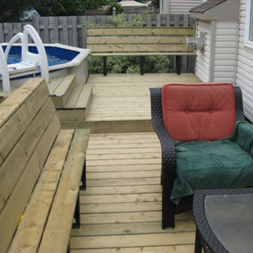 Small deck surround for above ground pool