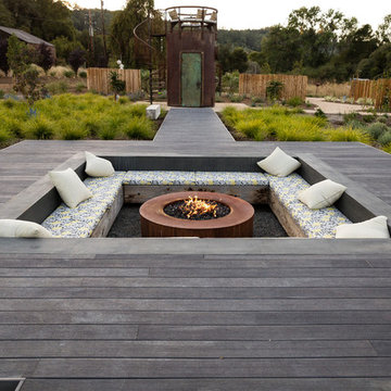 75 Gray Deck With A Fire Pit Ideas You, Nassaney Brothers Landscaping