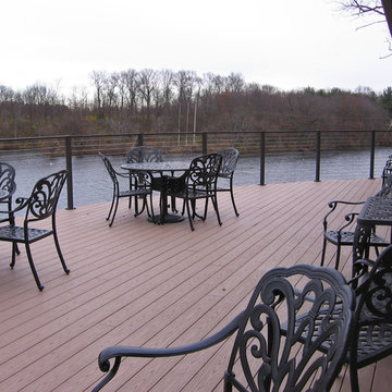 South Bend, IN: Bronze Aluminum Posts & Curved Handrail w/ Cable & Fittings