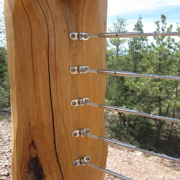 Stainless Cable Infill w/ Natural Peeled Wood Post and Top Rail in Ketchum, ID
