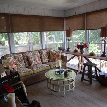 Sunroom Created from Screen Porch Using White Eze Breeze Windows