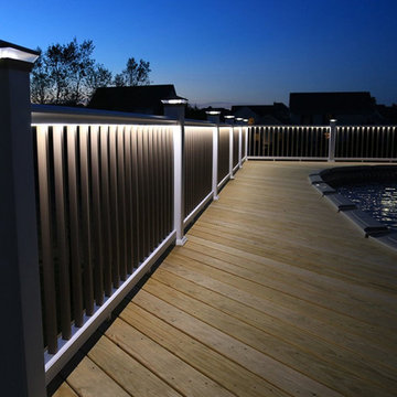 T Top Deck Railing Kits with LED Post Cap and Under Rail Lighting