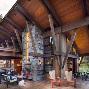 Deck - large rustic deck idea in Sacramento