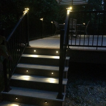 Timbertech Deck with Lights and Stamped Concrete