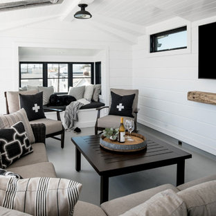 Deck - large coastal rooftop deck idea in Orange County
