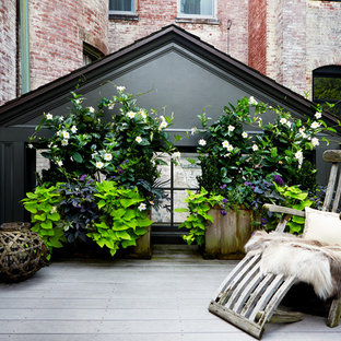 Idee per una terrazza chic sul tetto e sul tetto con un giardino in vaso