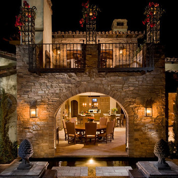 Transitional Tuscan Style Dining Room and Rooftop Deck