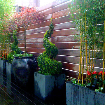 Tribeca Roof Garden: Deck, Bamboo Fence, Container Garden, Terrace, Planters, Po