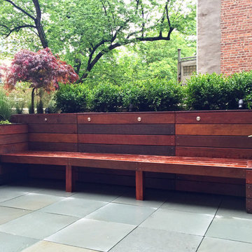 Upper West Side Roof Deck with Custom Planters and Bench