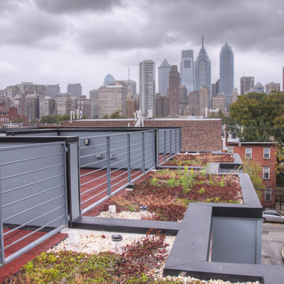 Mid-sized trendy rooftop deck container garden photo in Philadelphia with no cover