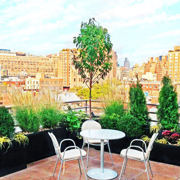 West Village, NYC Roof Garden: Paver Deck, Terrace, Container Plants, Grasses, P