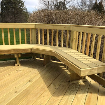 Wood Deck with Built-in Bench by Lake Barrington, IL Deck Designer