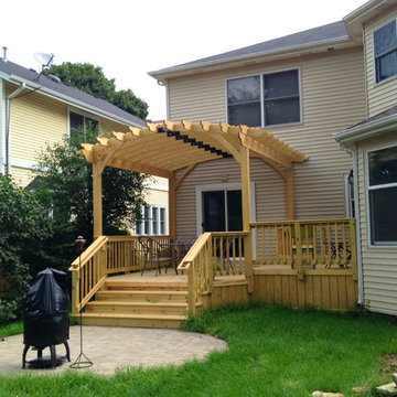 Wood Deck with Curved Pergola - Archadeck of Chicagoland