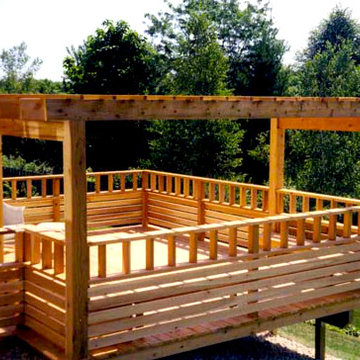 Wooden Deck with Pergola on a Hill