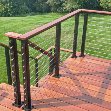 Woodsbury, MN: Black Aluminum Posts & Inline Support for Customer Top Rail