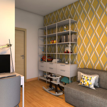 Diseño y distribución de dormitorio de invitados, despacho y zona de juegos