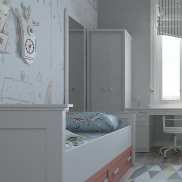 Дизайн детской для 2 детей,проект 3-х комнатной квартиры Спб