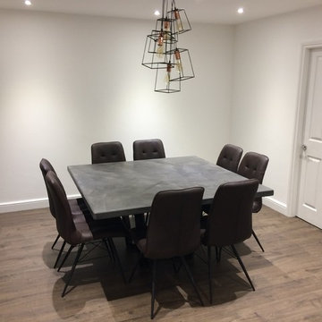 1.5 Metre Square Micro-Cement Polished Concrete Dining Table in Charcoal Grey