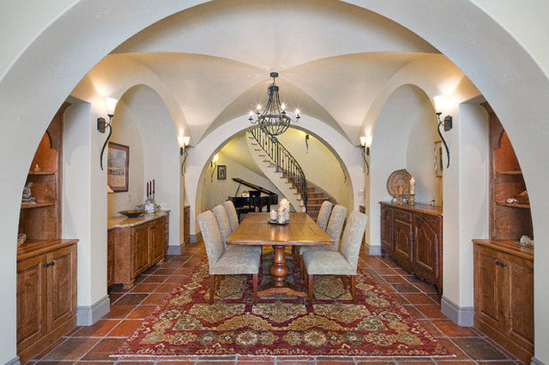 Mediterranean Dining Room by Vanguard Studio Inc.