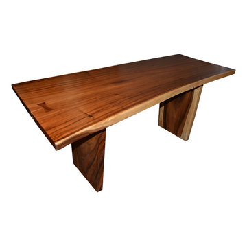 #1888 Live Edge Solid Wood Suar Slab Dining Table w/ Slab Leg Base 71 ¾” x 28- 3