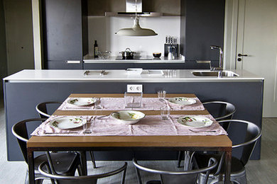Example of a transitional dining room design in Barcelona