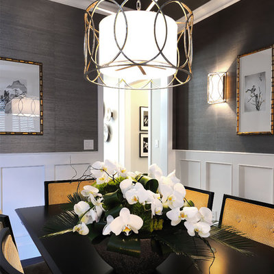 Transitional enclosed dining room photo in Other with gray walls